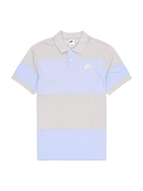 Men's Nike Sportswear Sport Essential Logo Colorblock Casual Short Sleeve Light Sea Blue Polo Shirt 