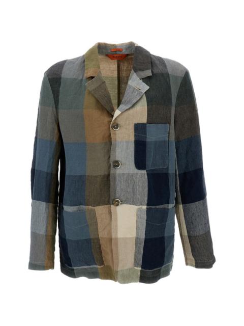 checkered patch-pocket jacket