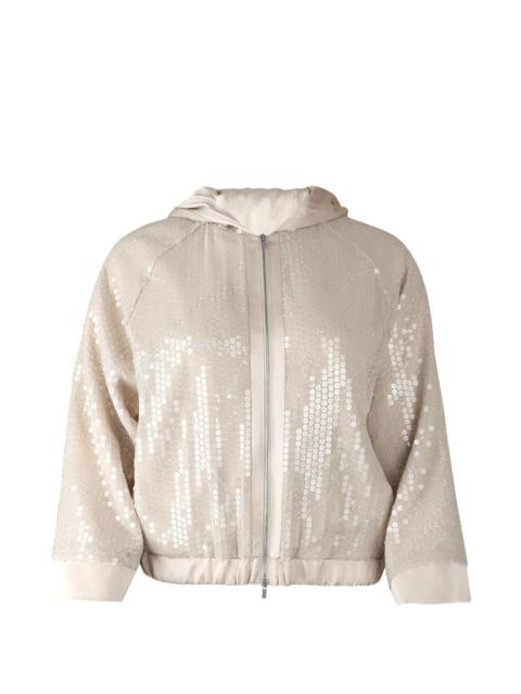 sequin-embellishment zip-fastening jacket