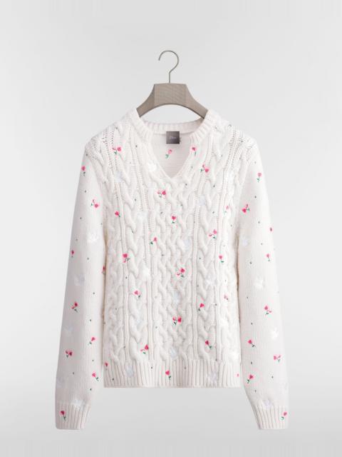 Sweater with Floral Embroidery