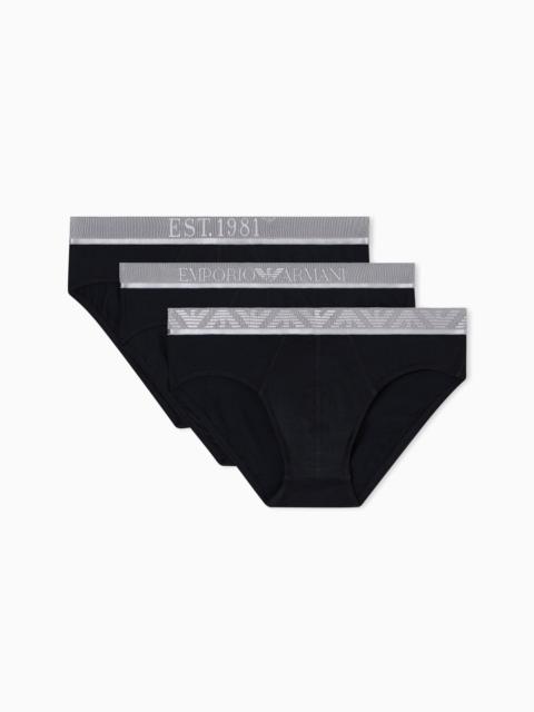 THREE-PACK OF ASV SHINY LOGOBAND ORGANIC JERSEY BRIEFS