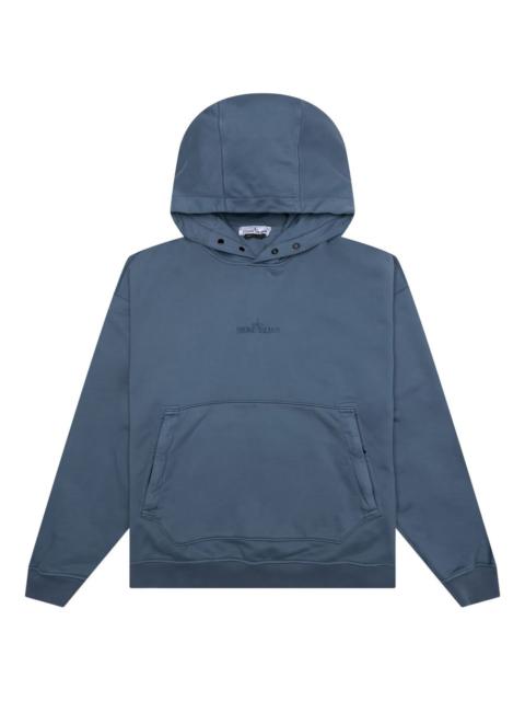 button-fastening logo-embroidered hoodie