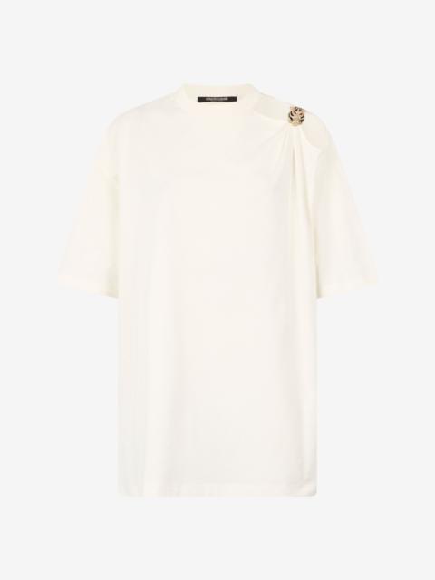 T-Shirt With Cut-Out And Tiger Head