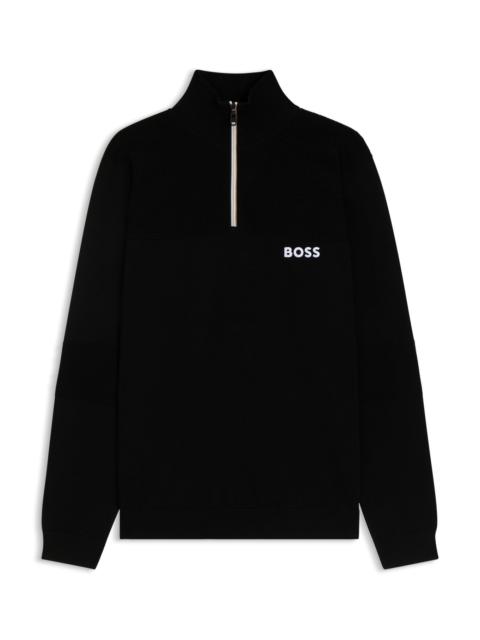 WATER-REPELLENT COTTON SWEATER WITH ZIP NECK