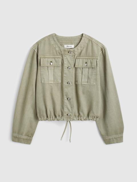 Drawstring Utility Jacket in Airy Denim