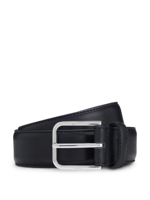 SMOOTH LEATHER BELT WITH SILVER-TONE BUCKLE
