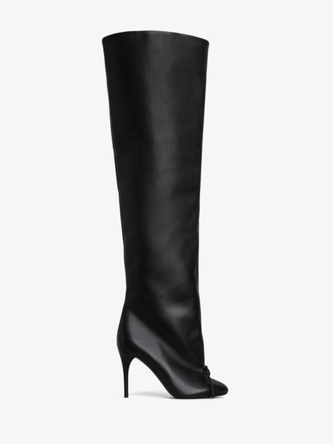 DECOLLETE OVER-THE-KNEE BOOTS IN CALFSKIN