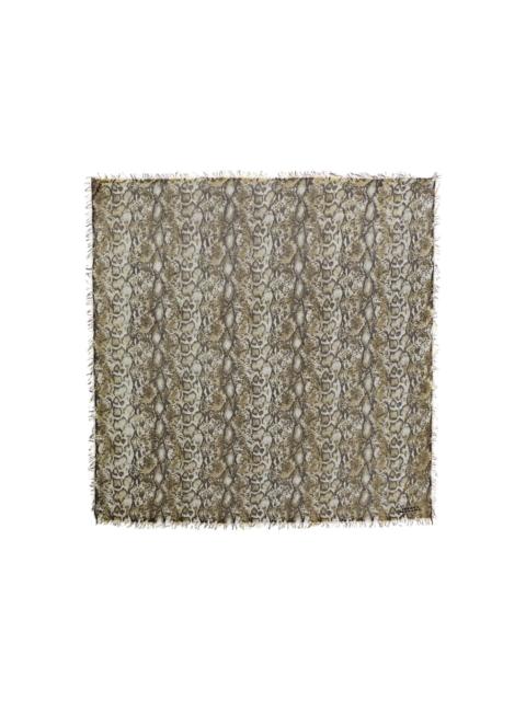 snake-print fringed scarf