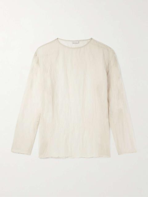 Oversized Metallic Crinkled Cotton-Blend T-Shirt