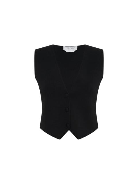Enso Knit Vest in Black Merino Wool Cashmere