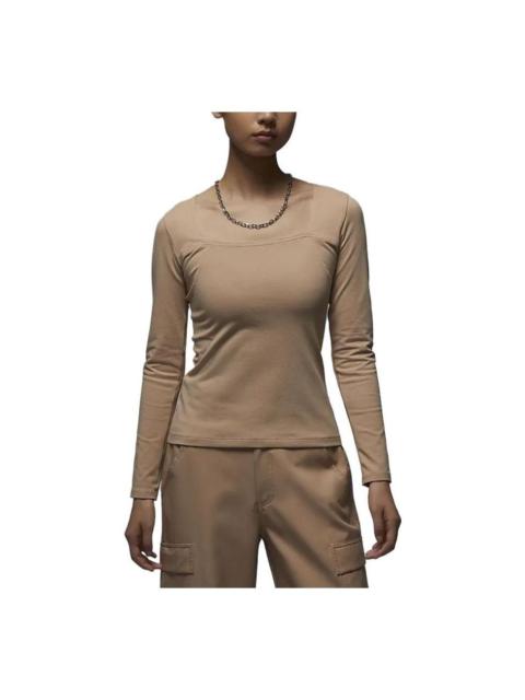 (WMNS) Air Jordan Long Sleeve Top 'Tan' FB5201-277
