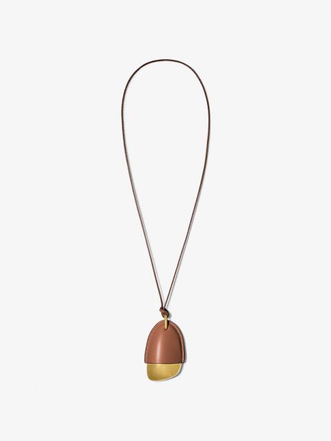 Brushed Brass and Leather Wrapped Pendant Necklace