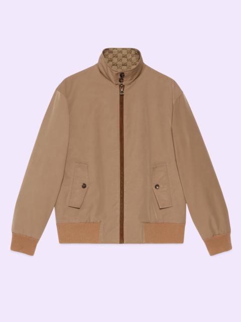 Leather and GG canvas reversible jacket