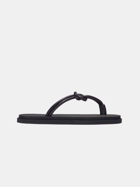 KNOT POOL SLIDE IN BLACK NAPPA AND RUBBER