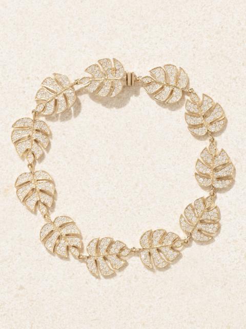 Monstera Leaf Eternity 14-karat Gold Diamond Bracelet