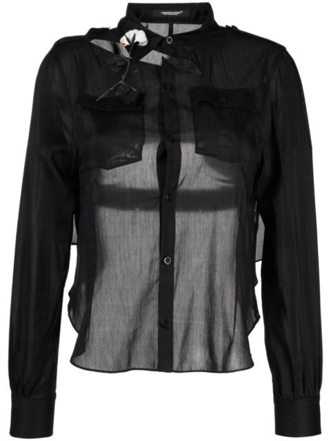 cut-out detailing cotton blend shirt