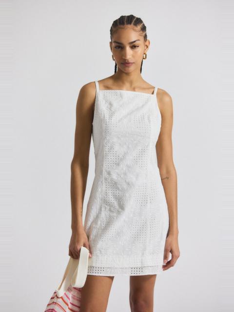 SAIGE GARDEN TILE EYELET MINI DRESS