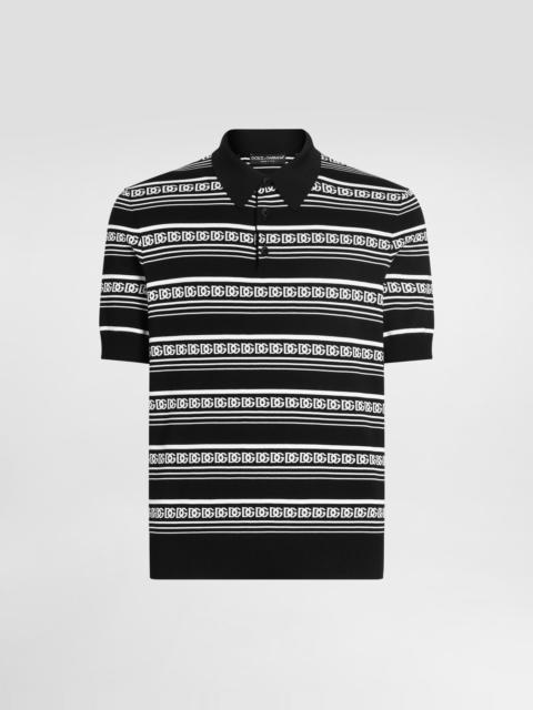 Silk polo shirt with logo