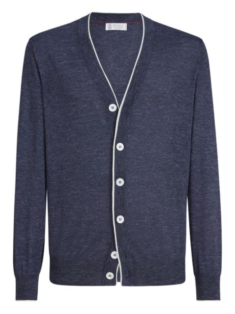 button-fastening V-neck cardigan