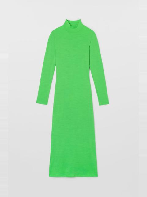 HIGHNECK LONGSLEEVE SHEER DRESS / bright green