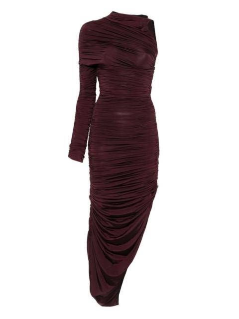 asymmetric draped maxi dress