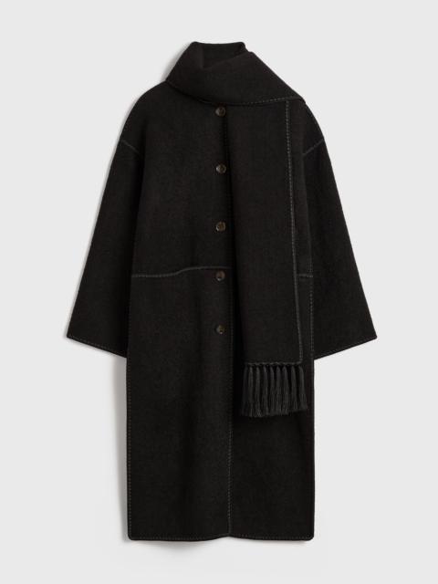 Embroidered scarf coat black