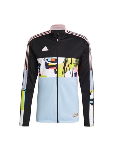 adidas Colorblock Soccer/Football Sports Jacket Black H50879