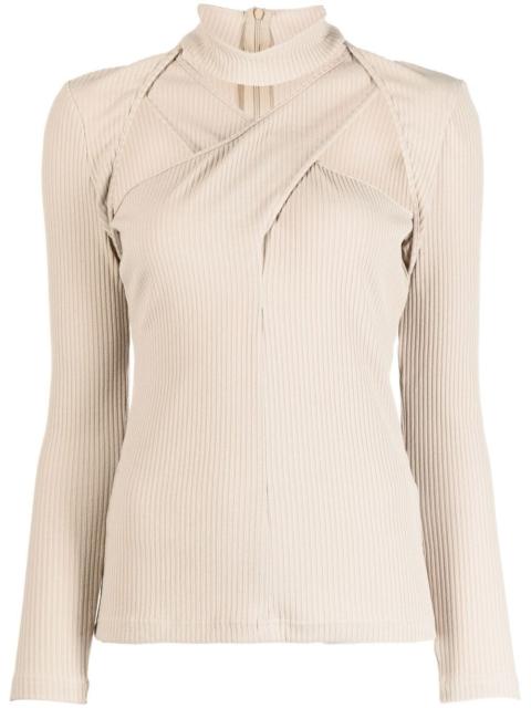 crossover long-sleeve top