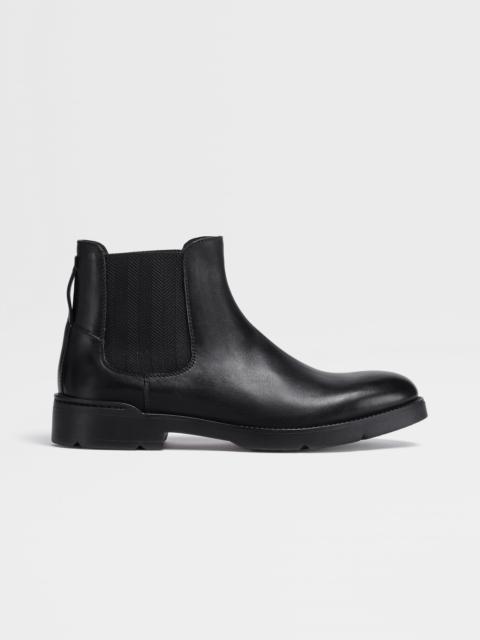 BLACK HAND-BUFFED LEATHER CORTINA CHELSEA BOOTS