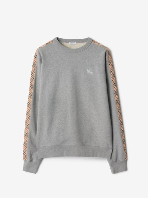 Check Trim Cotton Sweatshirt