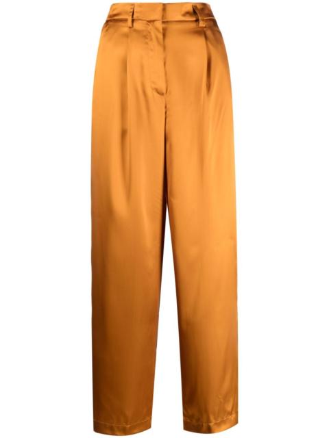 high-rise satin trousers