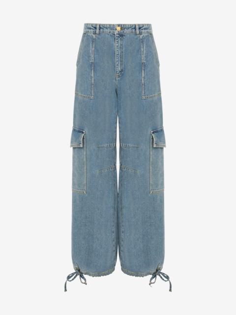 BLUE DENIM OVERSIZED TROUSERS