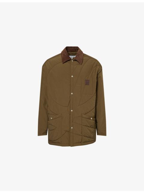 Corduroy-Collar Padded Shell Overshirt Jacket