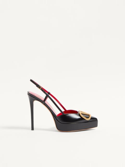 VLOGO SIGNATURE CALFSKIN SLINGBACK PLATFORM PUMP 120MM