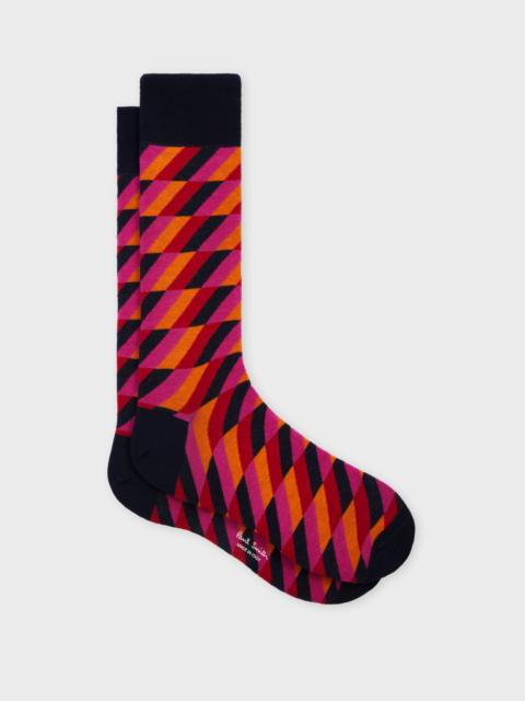 Navy Zig Zag Cotton-Blend Socks
