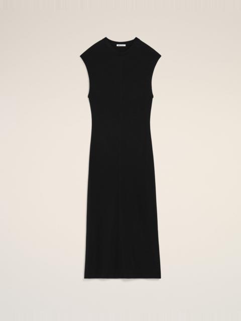BLACK JERSEY SLEEVELESS FITTED LONG  DRESS