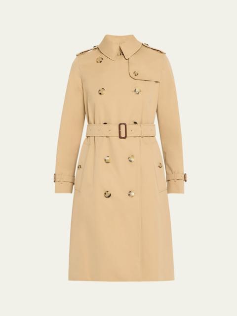 Kensington Organic Belted Double-Breasted Long Trench Coat