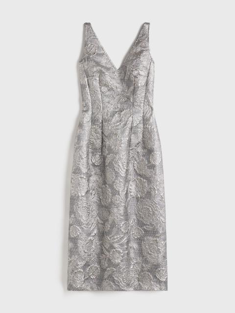V-neck brocade dress silver