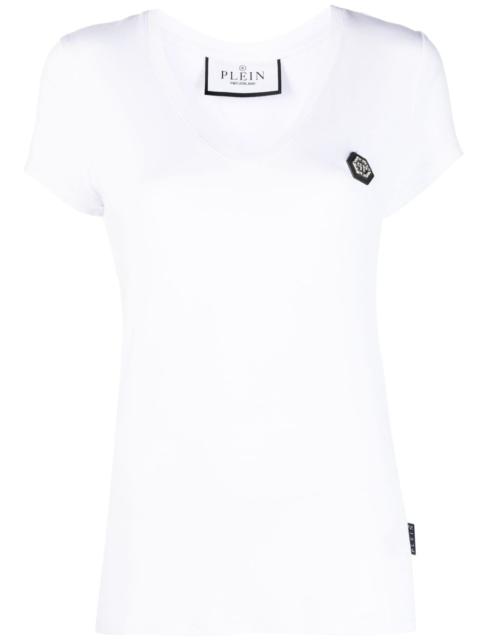 logo-patch V-neck T-shirt
