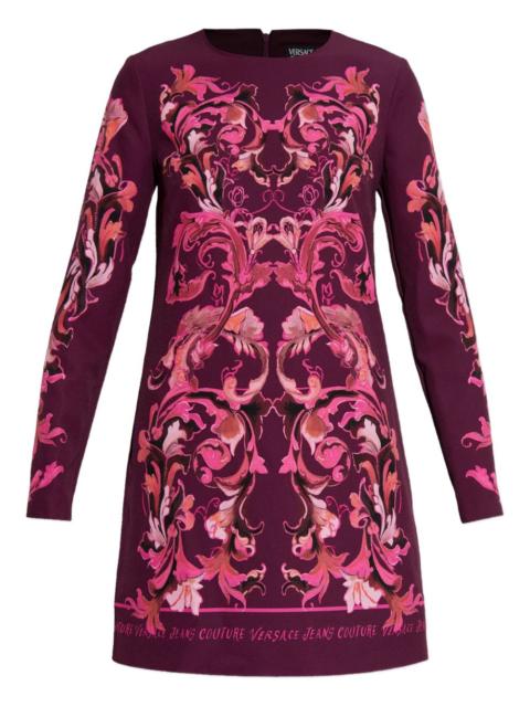printed long-sleeve mini dress