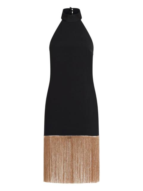 Berlin halterneck fringed mini dress