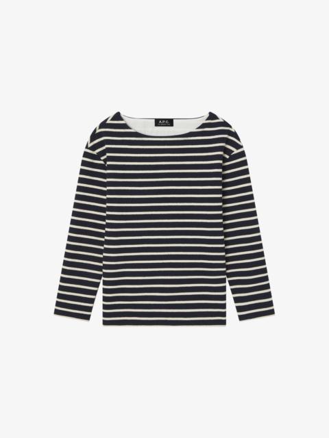 STRIPED TOP WITH THREE-QUARTER SLEEVES