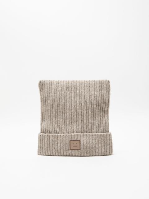 Face logo square beanie - Greige melange