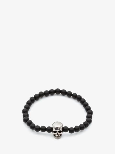 Skull Beaded Bracelet in Black/silver