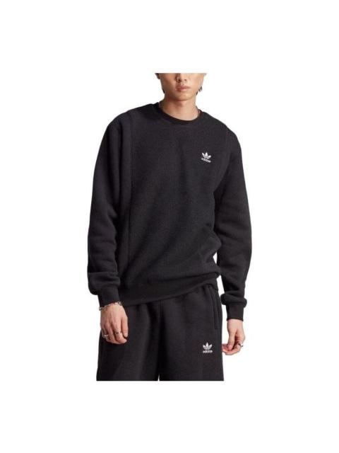 adidas Originals Essentials+ Trefoil Reverse Material Crew Sweatshirt 'Black' II5800