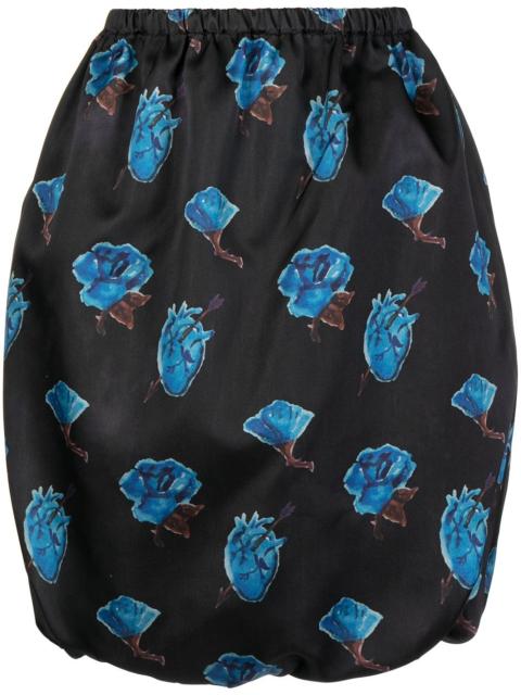 flora-print silk skirt