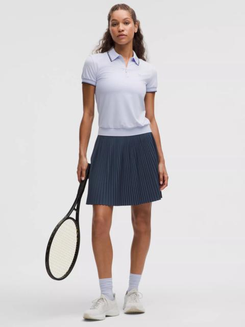 Pleated High-Rise Knee-Length Tennis Skirt