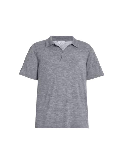 Stendhal Knit Short Sleeve Polo in Heather Grey Cashmere