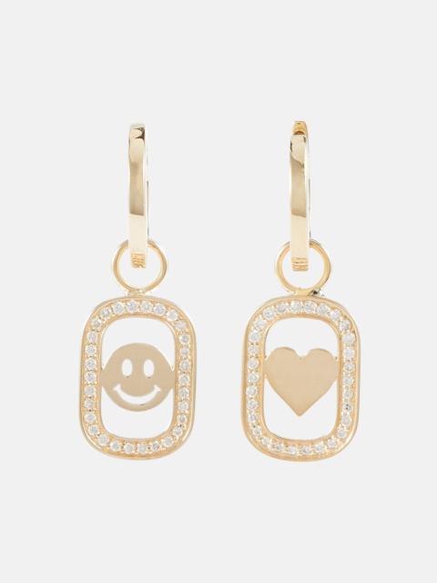 Open Icon 14kt gold drop earrings with diamonds