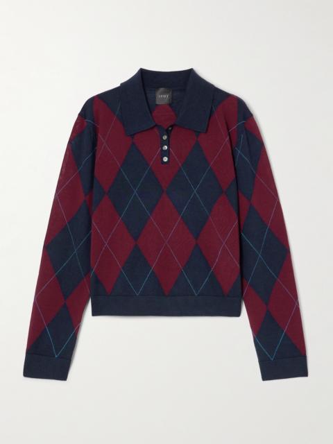 James Argyle Merino Wool Polo Sweater